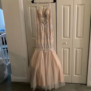 Nina Canacci Beige Mermaid style prom dress
